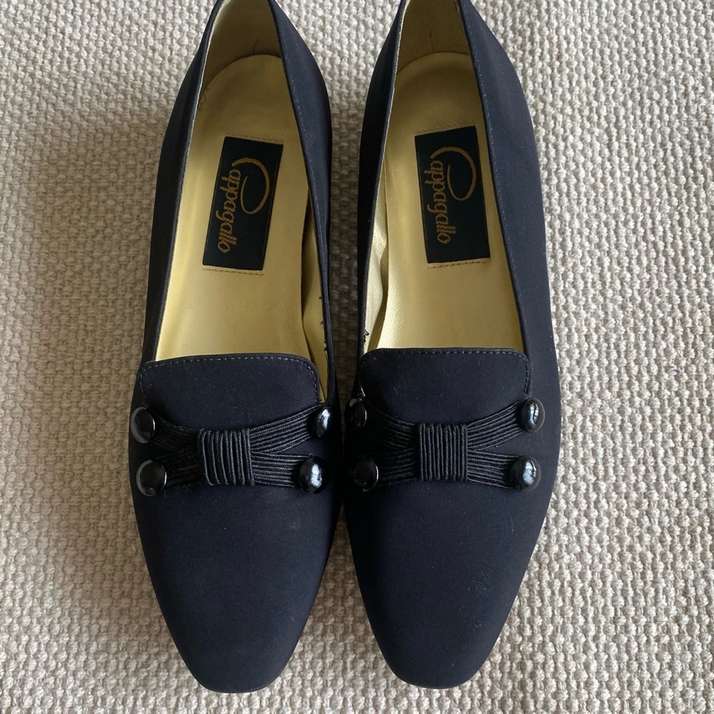 Pappagallo Black Fabric Decorative Embellishment Loafer Leather Sole Size 7M